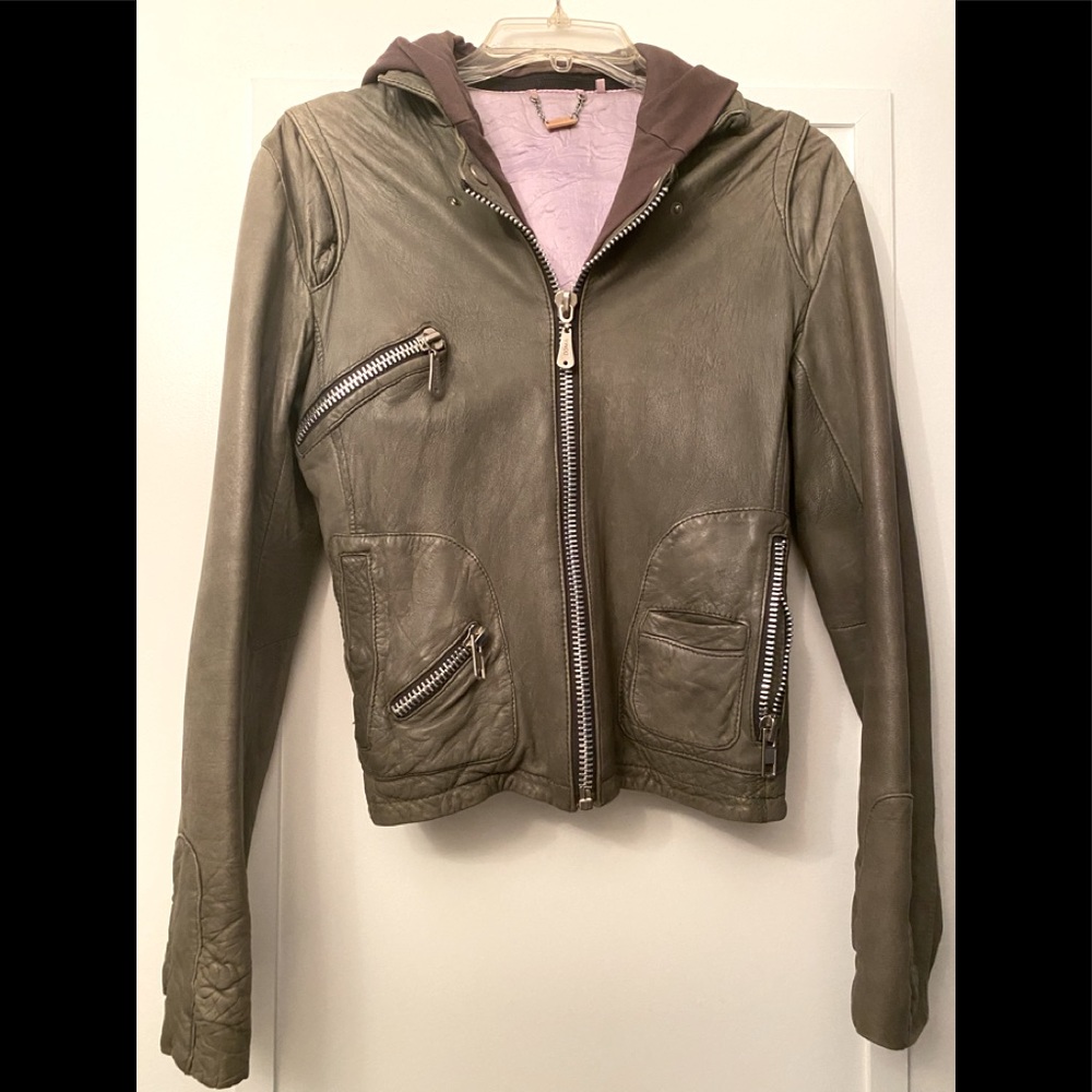 Doma Sage Green Leather Jacket